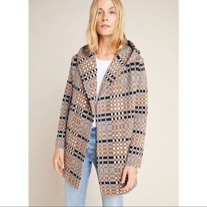 Anthropologie Tan and Black Checkered Cardigan